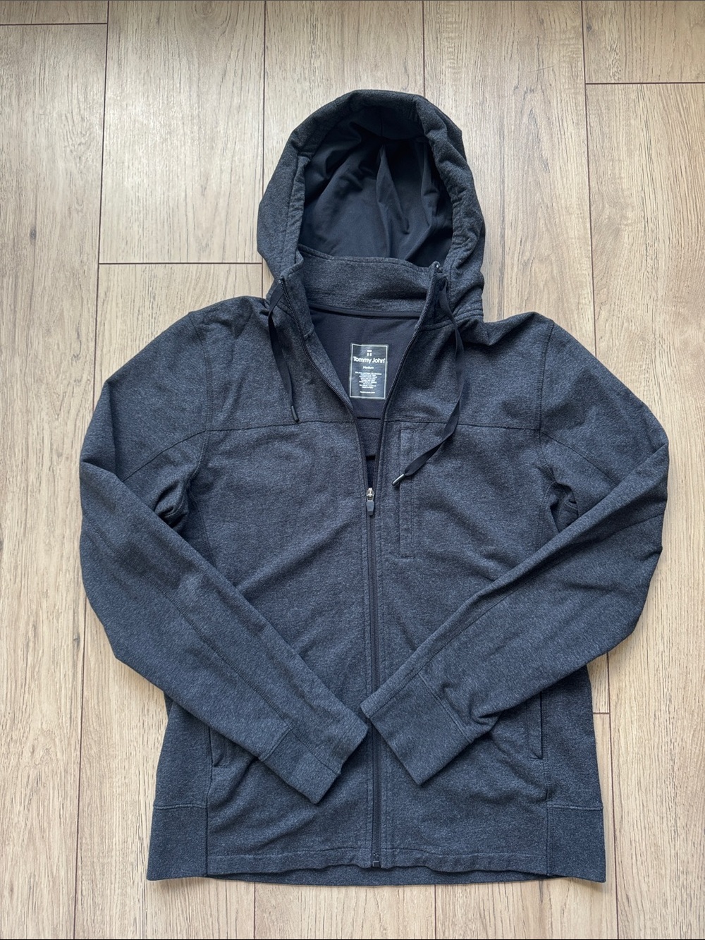 Tommy John Full Zip Hoodie Men’s Medium Gray Pima Cotton Stretch Sweatshirt